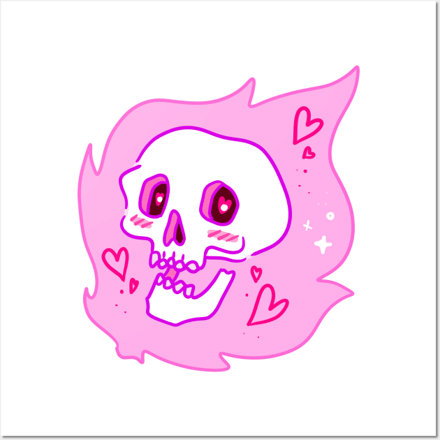 Pink Flame Skull Wall Art by saradaboru